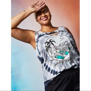 LOVESICK STOP THINKING START DRINKING - WHITE TIE DYE SLASH FRONT TANK